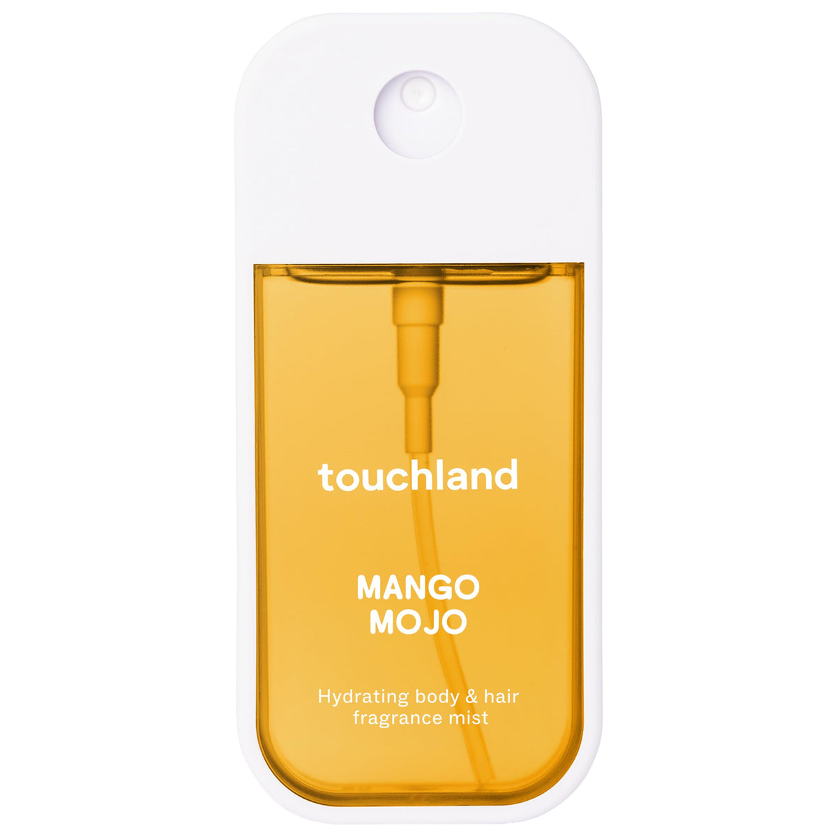 Touchland Mango Mojo front packaging showing compact travel bottle and vibrant label