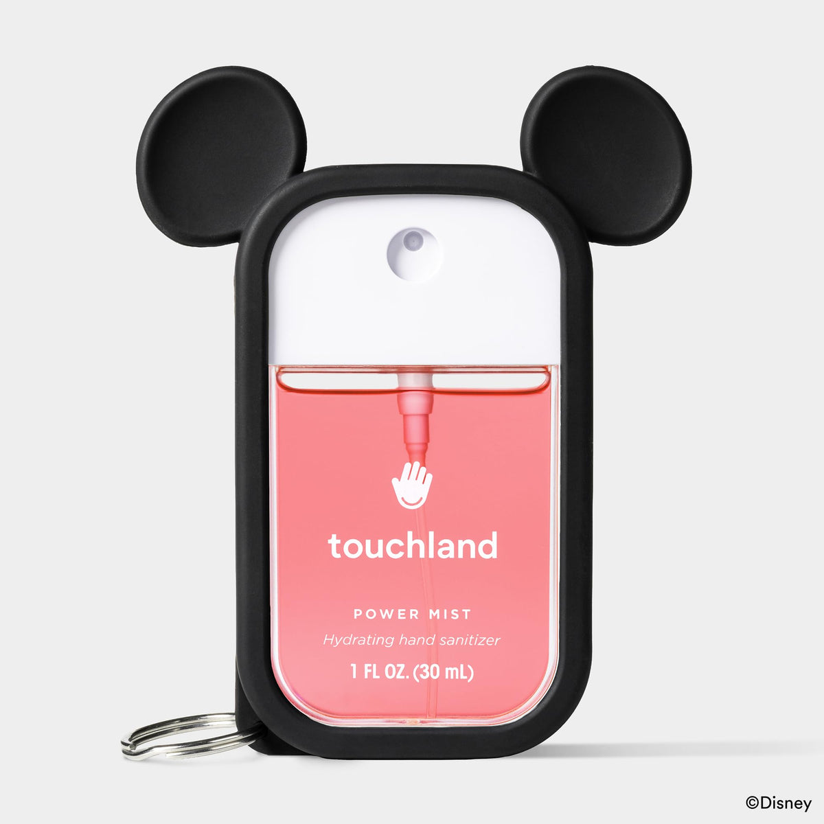 Touchland case attached to keyring demonstrating quick access benefit