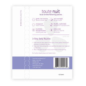 Toute Nuit patch applied to forehead demonstrating targeted smoothing, discreet benefit