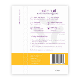 Toute Nuit patch applied to forehead demonstrating targeted smoothing benefit