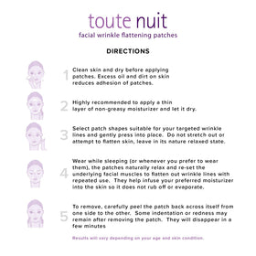 Toute Nuit patch at lip corner targeting smile lines, precision smoothing benefit