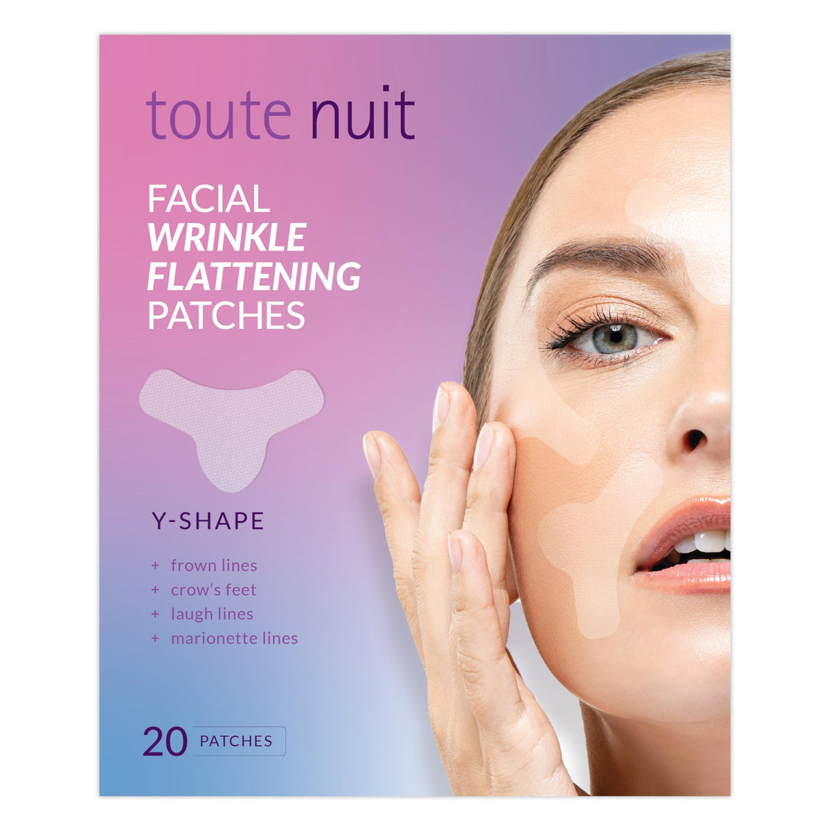 Toute Nuit front packaging showing product and clear benefit of targeted smoothing