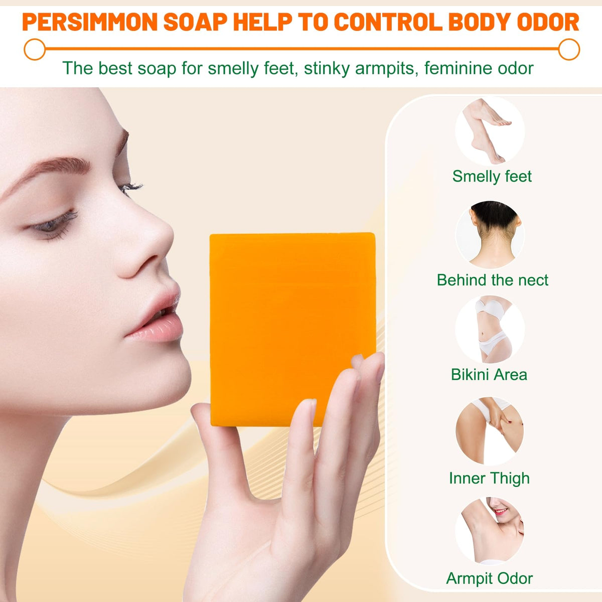 tovaginsh persimmon extract ingredient display, natural odor control benefit