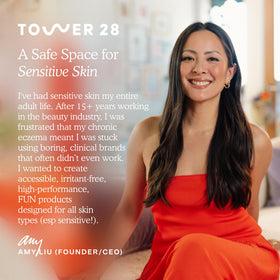 Tower 28 layered over matte lipstick showing glossy topper versatility and shine