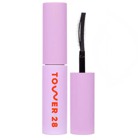 Tower 28 front packaging showing compact mascara and recyclable tube benefits