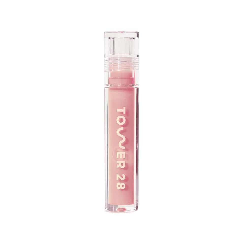 Tower 28 front packaging showing the gloss tube and shade label for easy ID and travel-friendly design