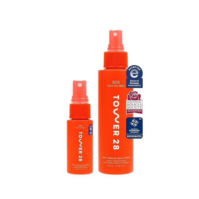 Tower 28 product front packaging showing dual bottle set and calming design