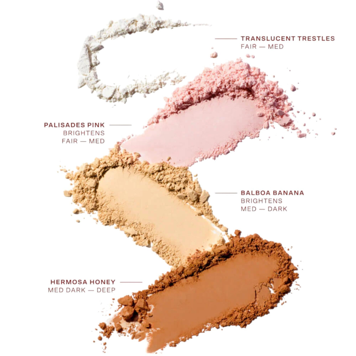 Tower 28 powder used in daylight on face demonstrating soft matte brightening