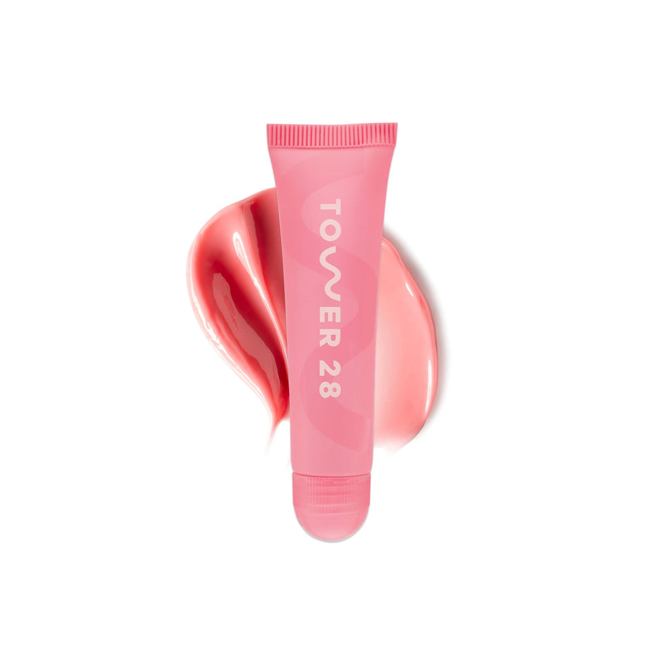 tower 28 LipSoftie front packaging showing watermelon kiwi shade and glossy finish