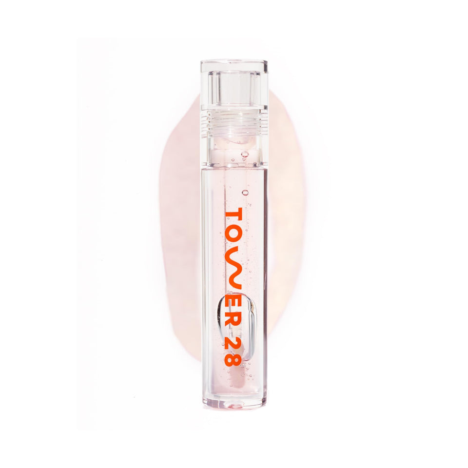 Tower 28 ShineOn front packaging showing clear gloss and brand benefit