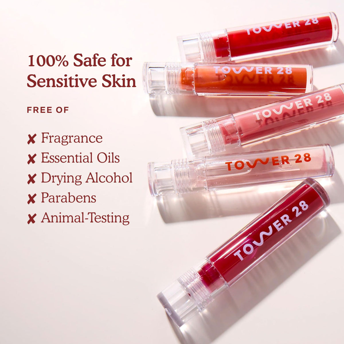 Tower 28 glossy jelly texture swirl highlighting hydrating oils