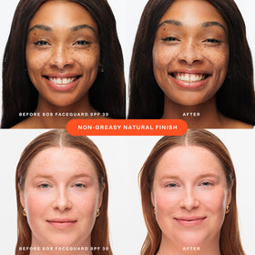 Tower 28 applied on cheek illustrating non-greasy absorbency benefit