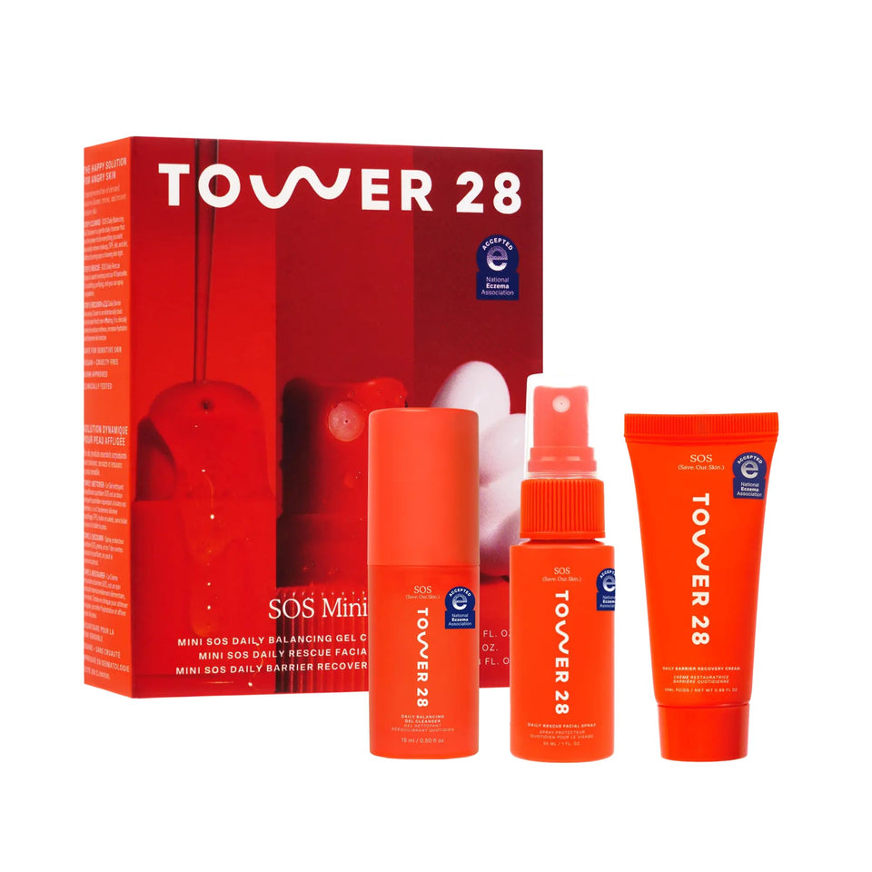 Tower 28 travel kit front view showing TSA-friendly packaging and convenience