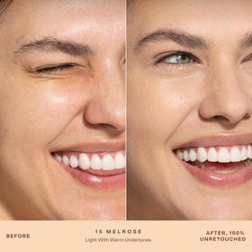 Tower 28 SunnyDays applied with fingertips on face depicting natural, lightweight coverage