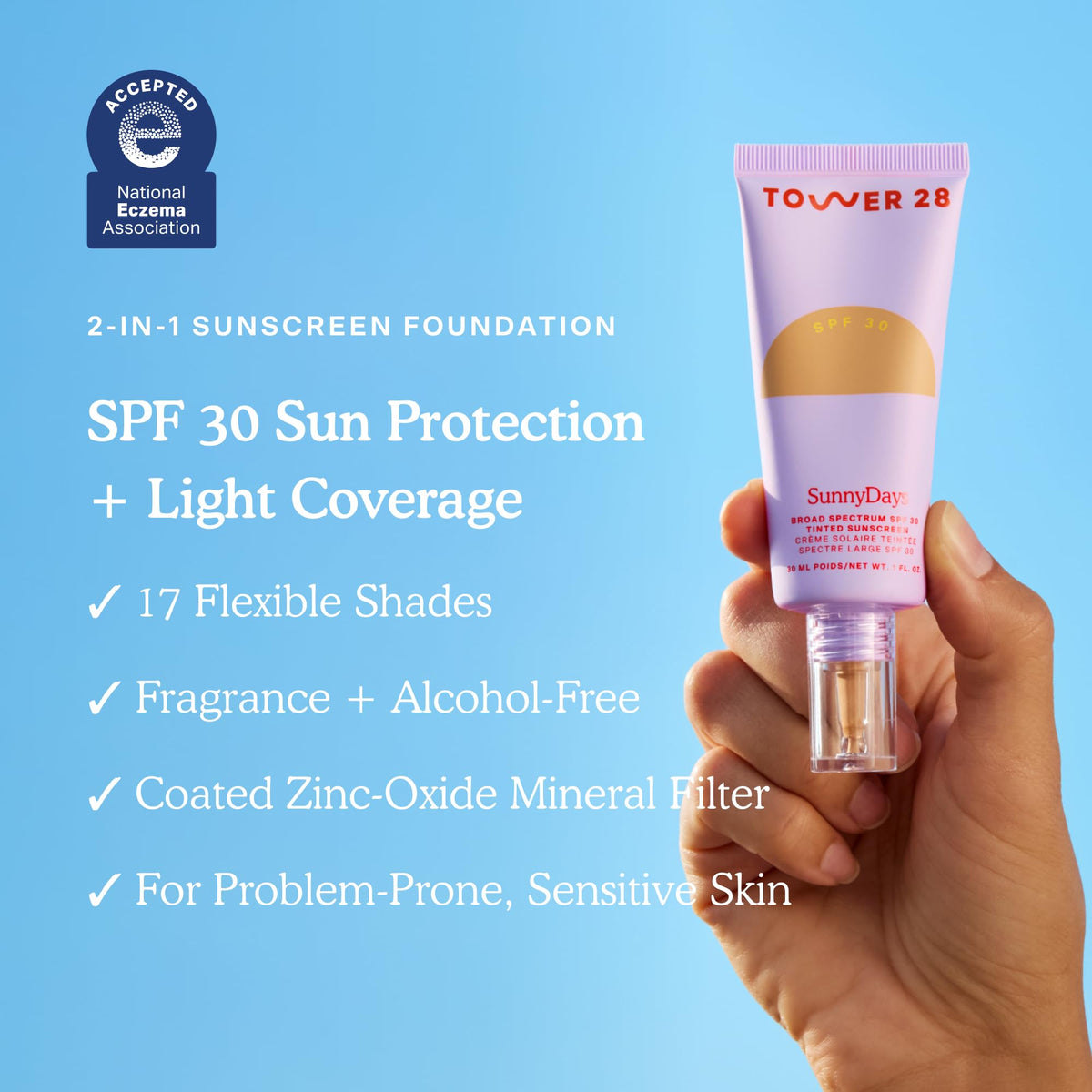 Tower 28 SunnyDays creamy texture swirl close-up highlighting blendable smooth finish