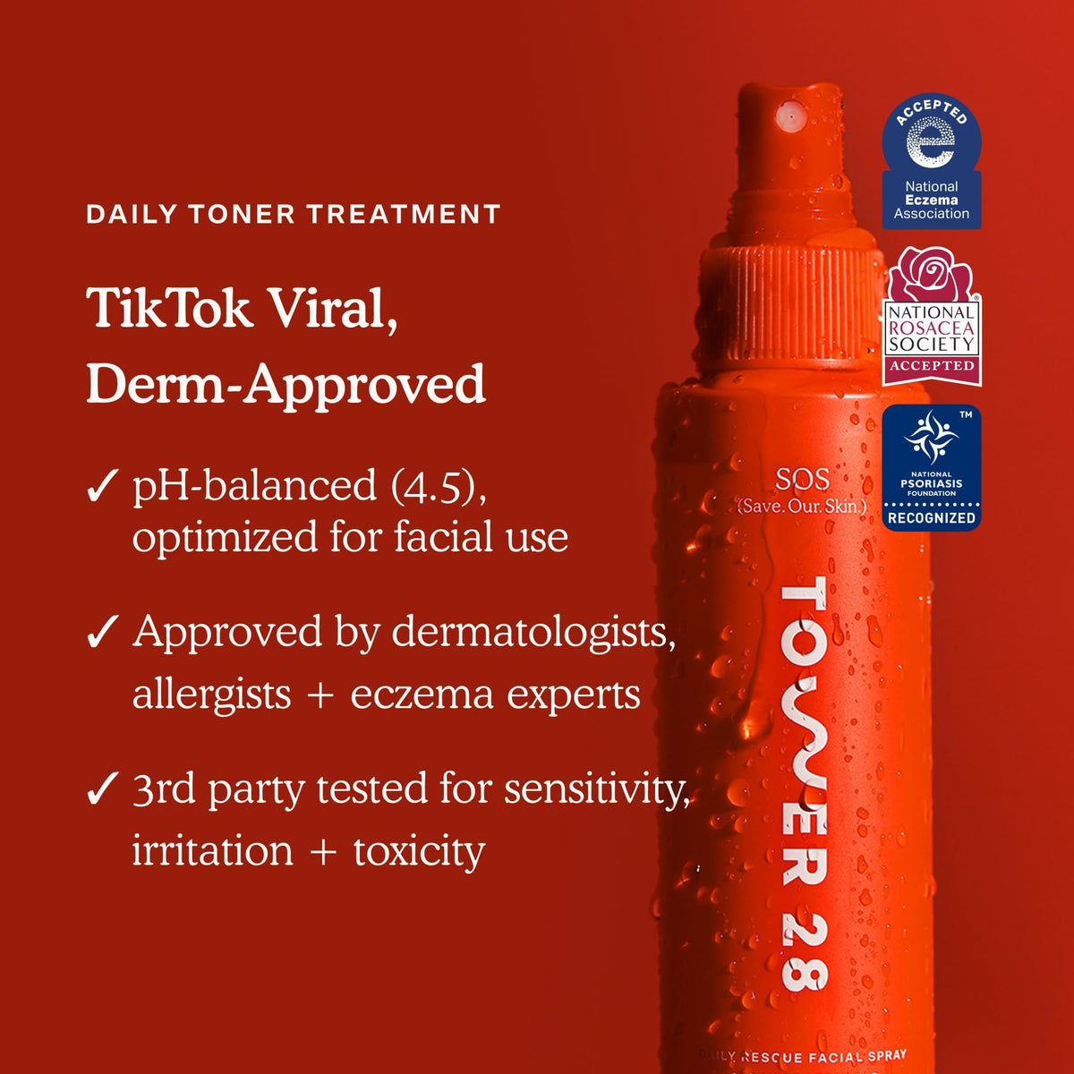 Tower 28 texture droplet detail highlighting clear, lightweight formula