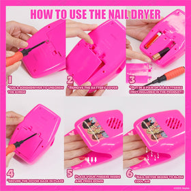 Townley Girl Barbie compact nail dryer pictured powering faster dry times