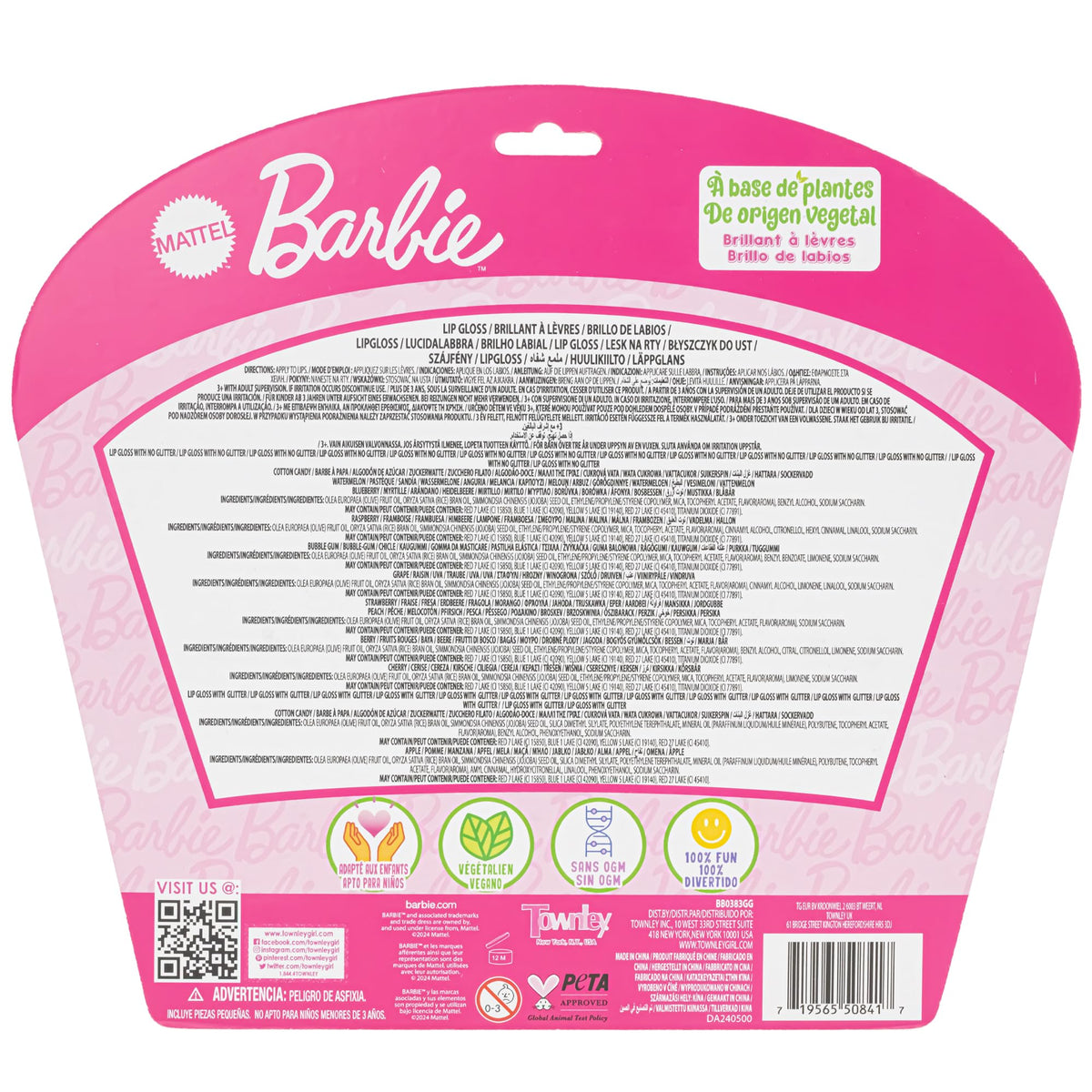 Townley Girl Barbie gloss set on table in lifestyle scene, ideal for sleepovers