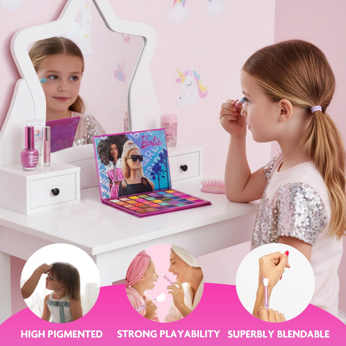 Townley Girl Barbie packaging label detail focused on ingredients and age recommendation for reassurance