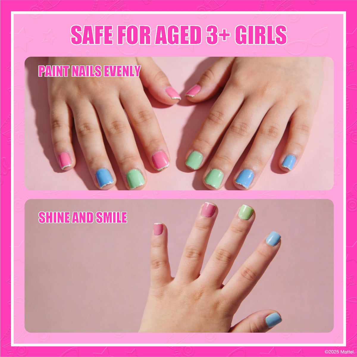 Townley Girl Barbie peeled polish on a fingernail showing easy removal