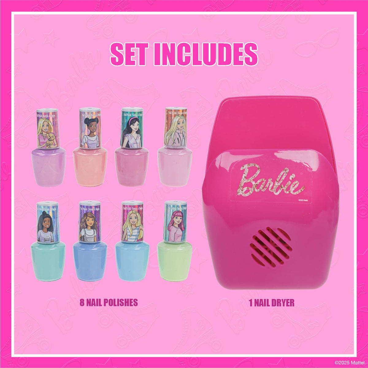 Townley Girl Barbie eight colorful polish bottles displayed for selection