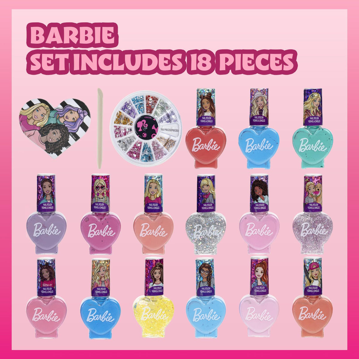 Townley Girl colorful polish bottles arrayed for easy selection and play