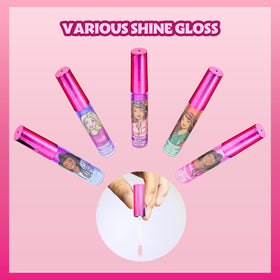 Townley Girl Barbie gloss texture swipe, demonstrates glossy finish