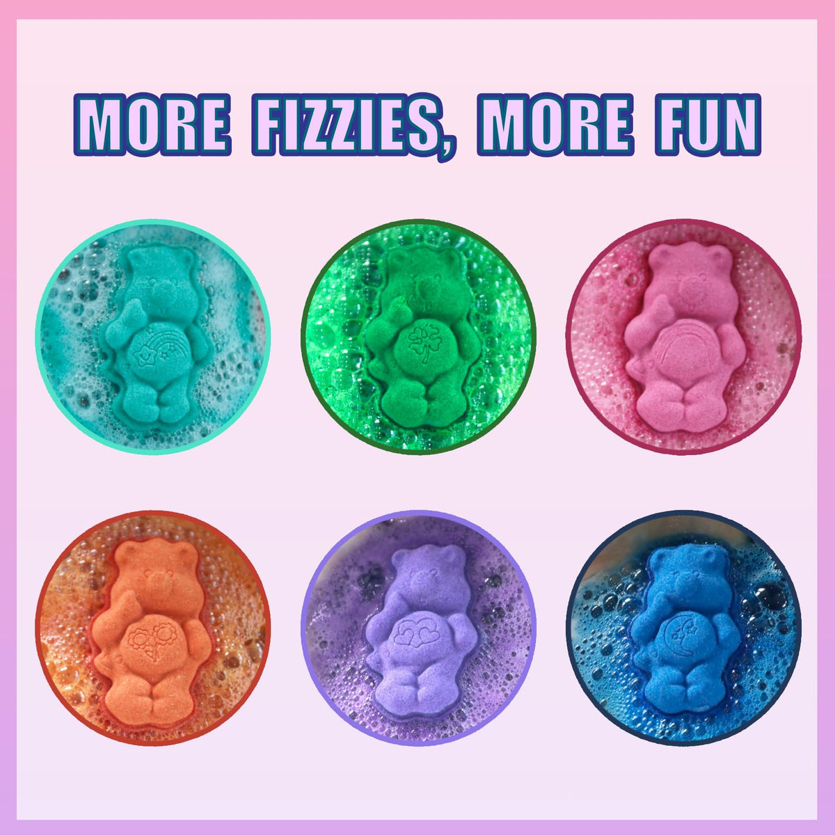 Townley Girl textured surface detail of a Care Bears bath bomb for safe grip