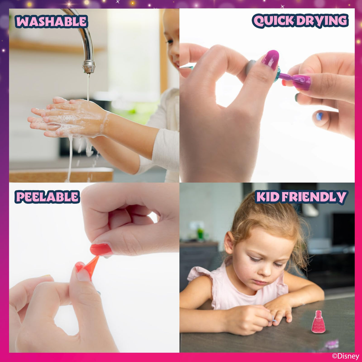 Townley Girl bottle and brush detail demonstrating easy application for small hands