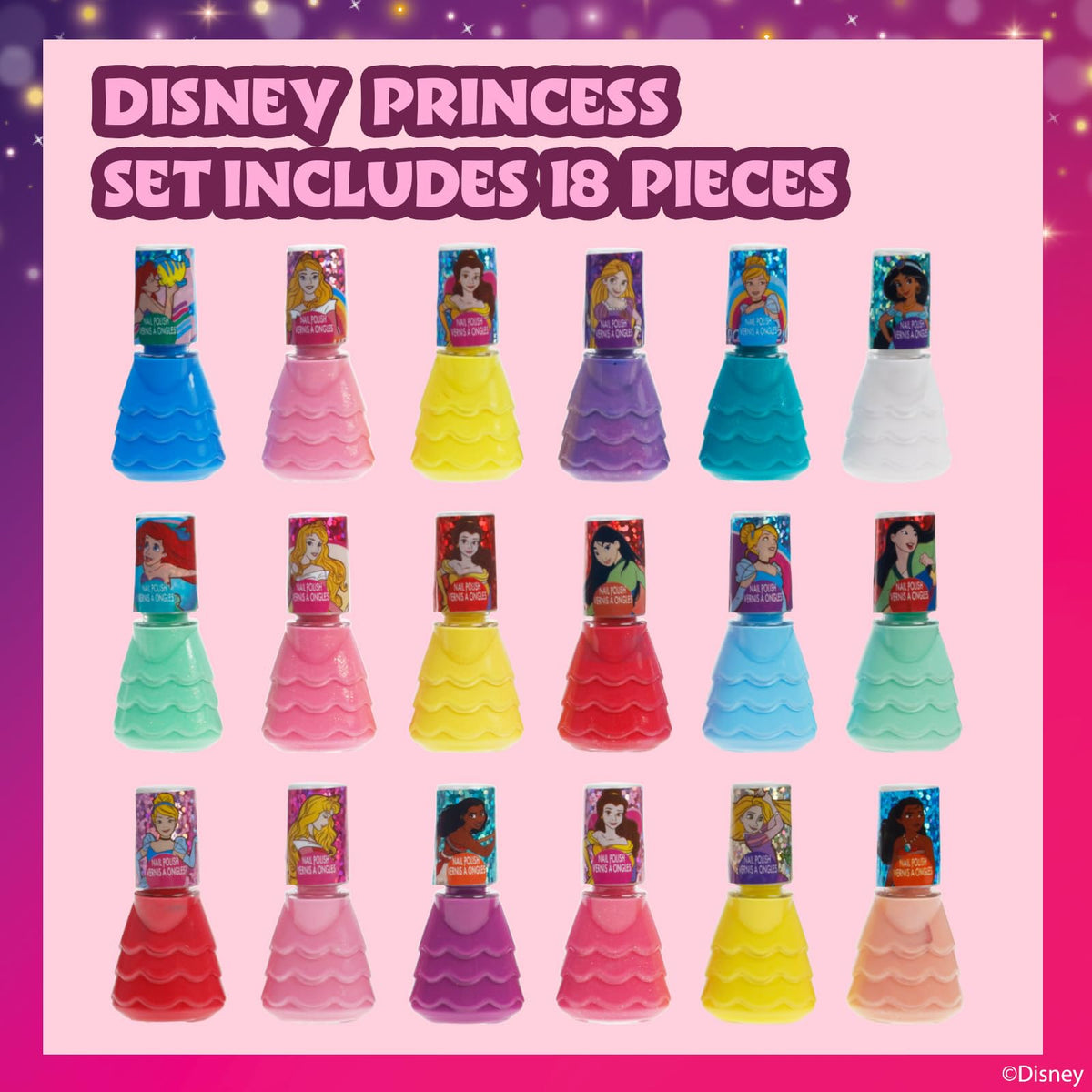 Townley Girl open kit layout with all 18 colorful polish bottles for creative mixing