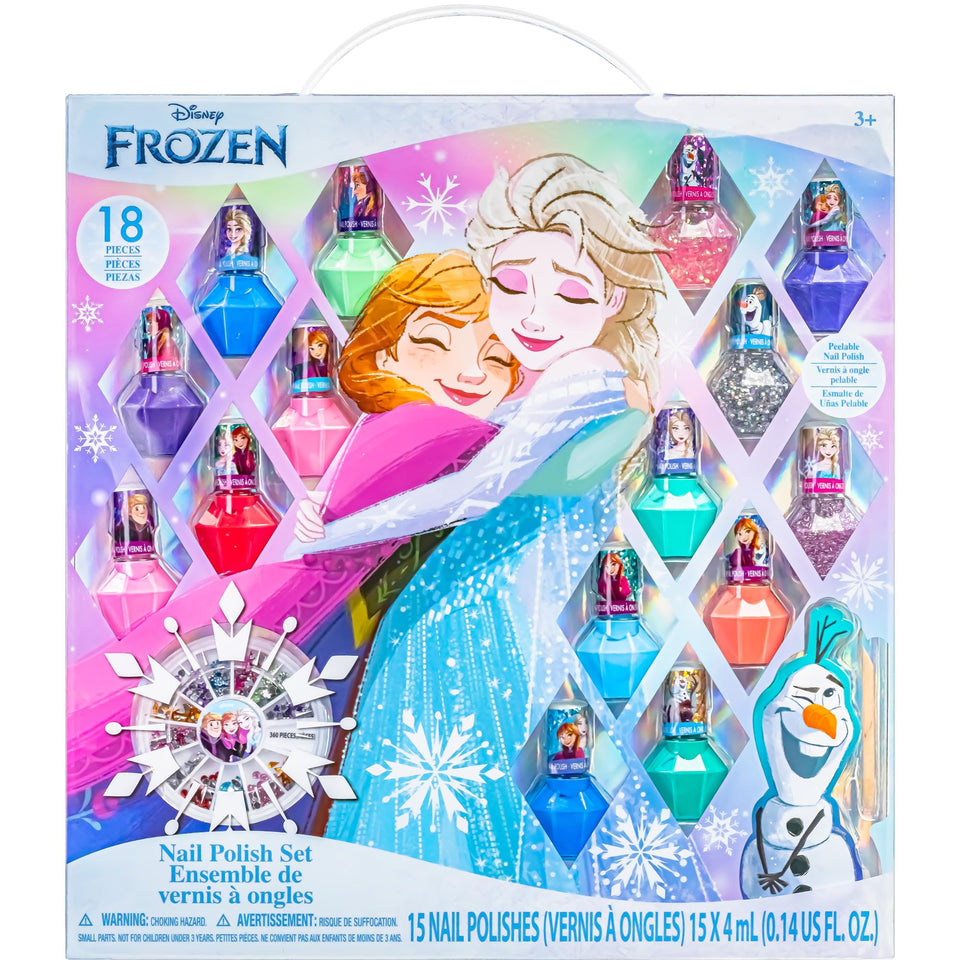 Townley Girl boxed Frozen nail kit front view showing colorful bottles and accessories for easy gifting