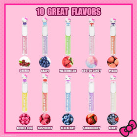 Townley Girl open tubes top view showing range of gloss colors and flavors — easy sharing