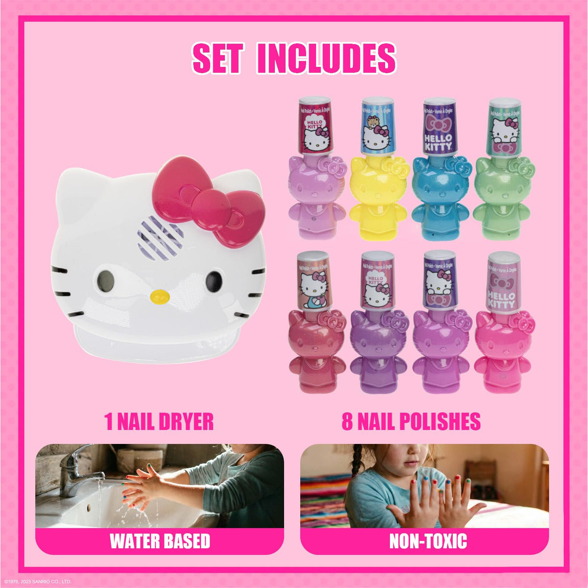 Townley Girl arranged polish bottles displaying eight colorful shades for variety