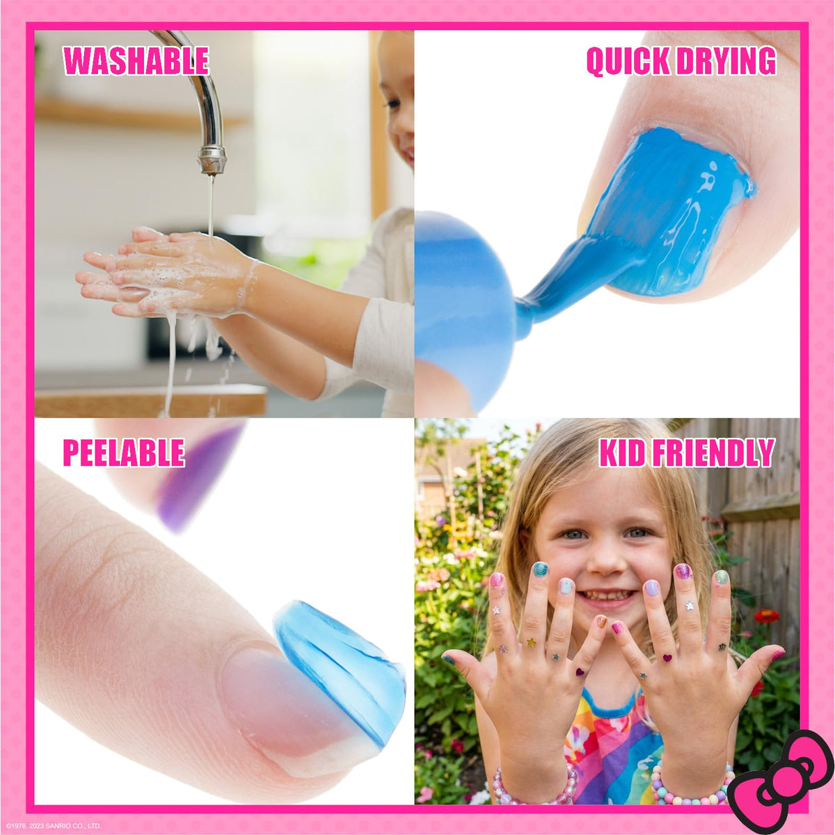 Townley Girl shimmer polish on fingertip showing sparkly finish benefit