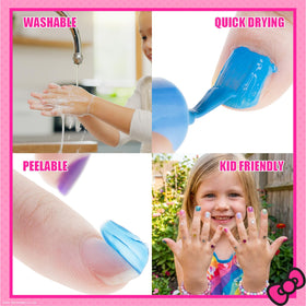Townley Girl shimmer polish on fingertip showing sparkly finish benefit
