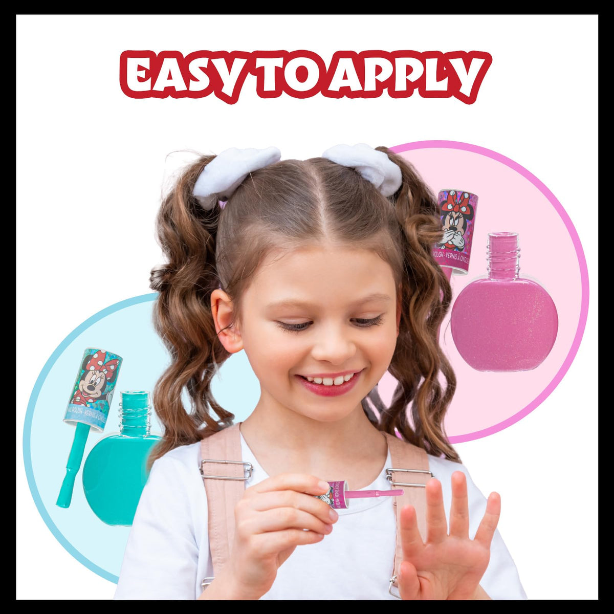 Townley Girl brush stroke of pink polish on nail, demonstrates smooth quick-dry application