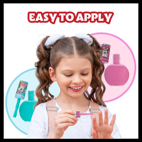 Townley Girl brush stroke of pink polish on nail, demonstrates smooth quick-dry application
