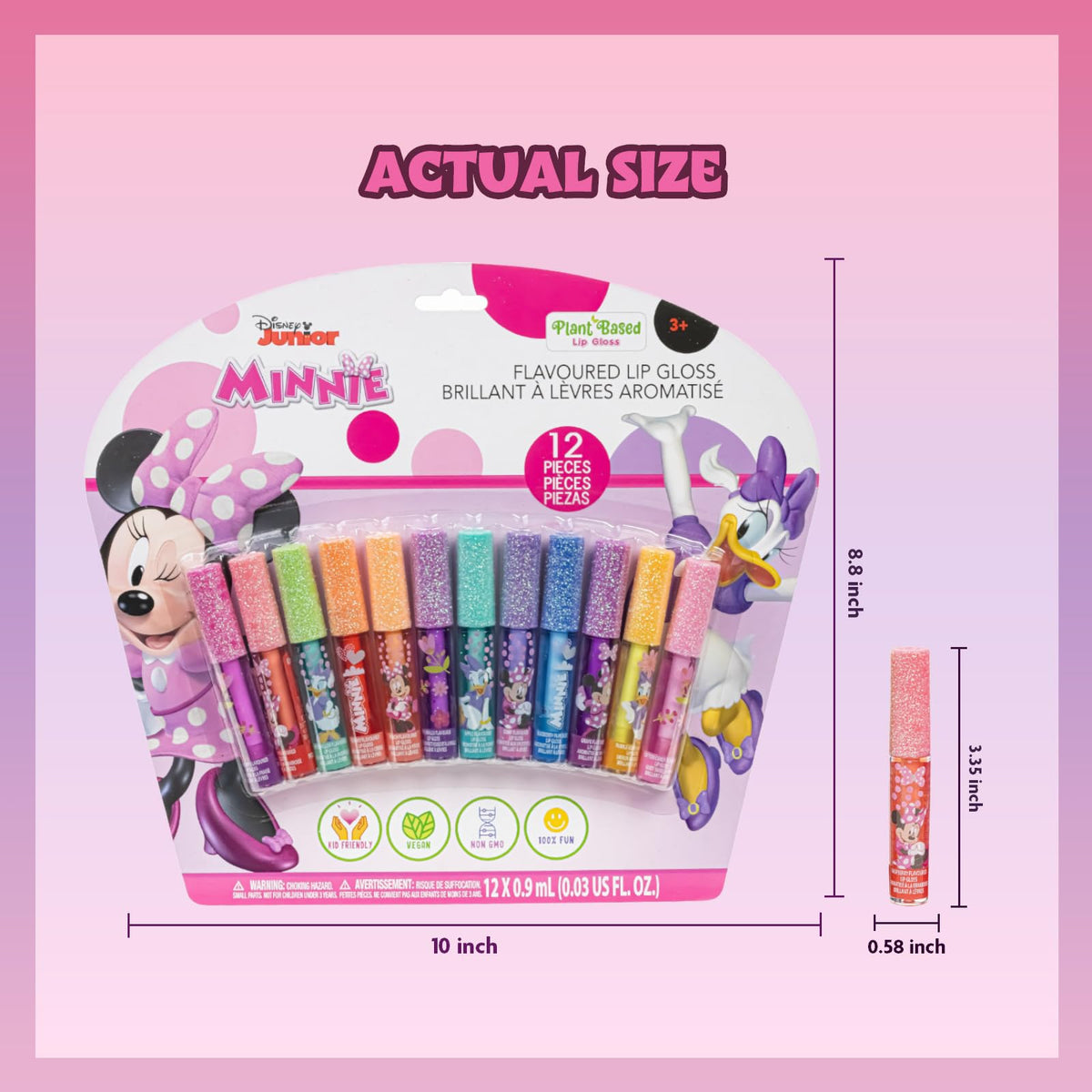 Townley Girl Minnie flavor labels arranged to show variety and easy flavor selection