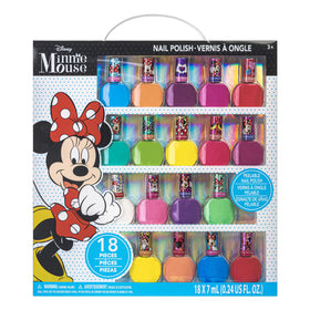 Townley Girl front packaging showing Minnie Mouse and 18 colorful bottles, playful gift appeal