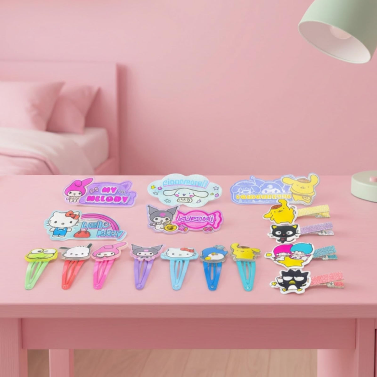 Townley Girl printed motifs and label showing Hello Kitty and playful character designs