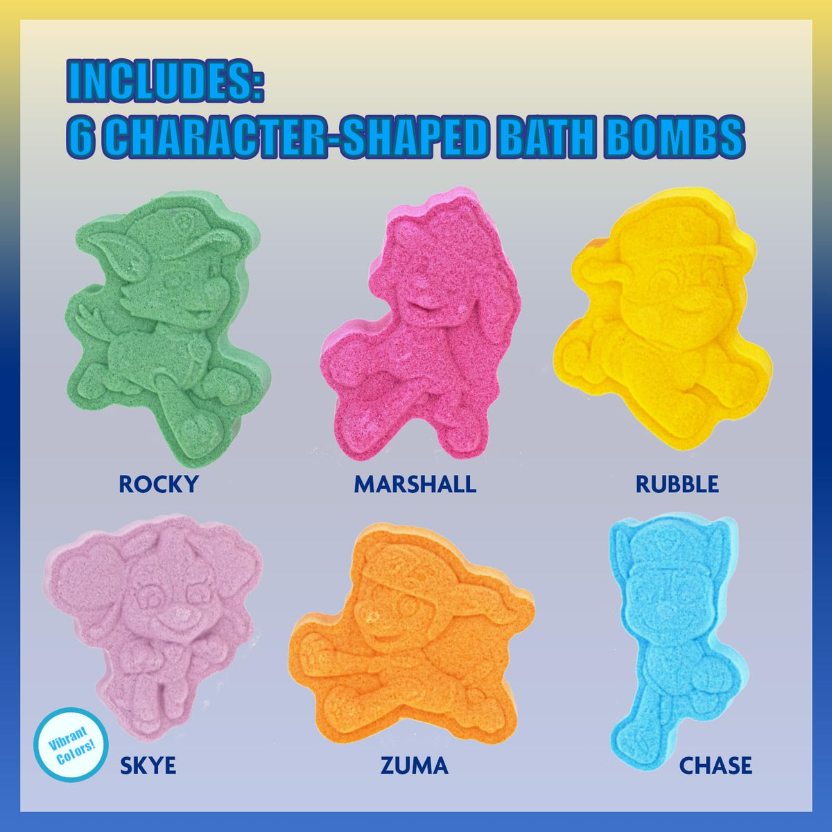 Townley Girl close-up of a Paw Patrol character bath bomb, playful details visible