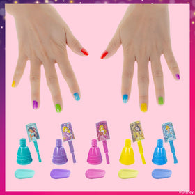 Townley Girl quick-dry demo on child hands showing low-mess application benefit
