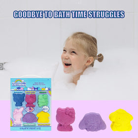Townley Girl six bath bombs arranged to show color variety and character designs