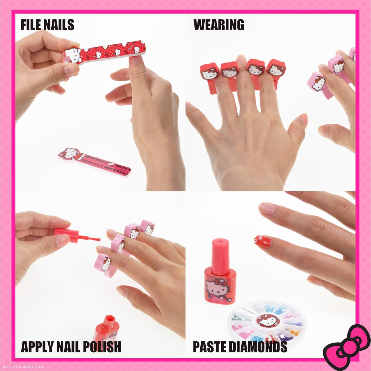 Townley Girl stickers and tools laid out for complete mani-pedi