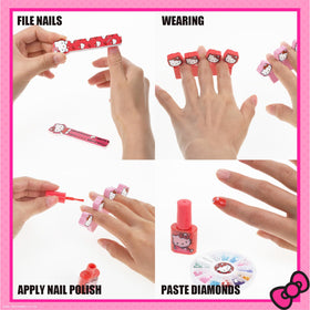 Townley Girl stickers and tools laid out for complete mani-pedi
