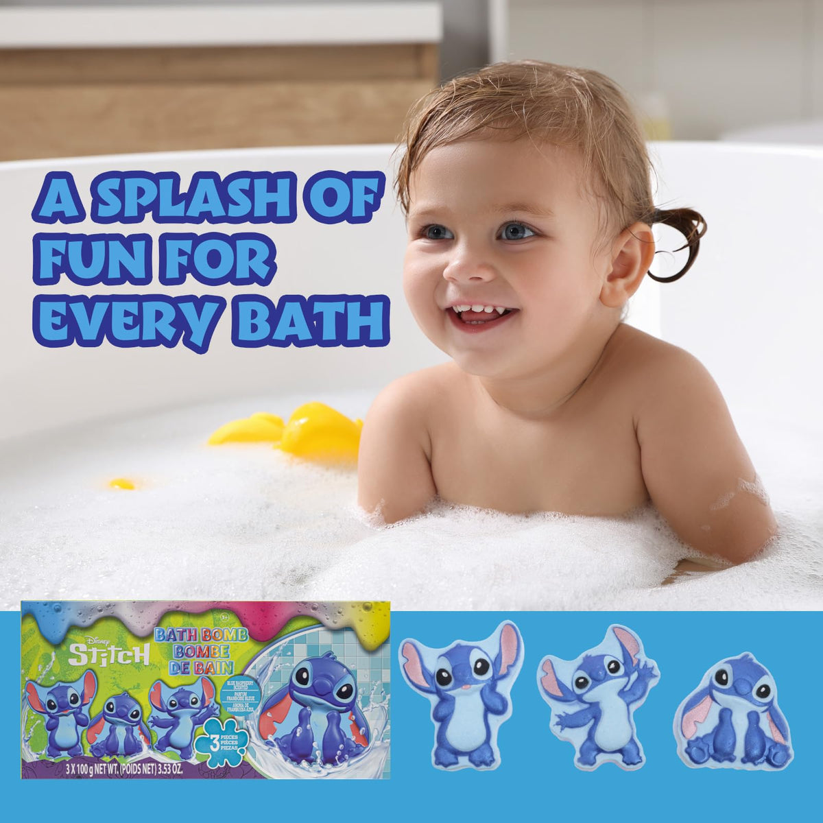 Townley Girl bath bomb in bathroom scene, illustrates family-friendly use