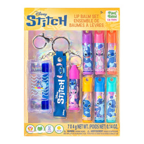 Townley Girl front packaging showing seven Stitch lip balms and keychain benefit portability