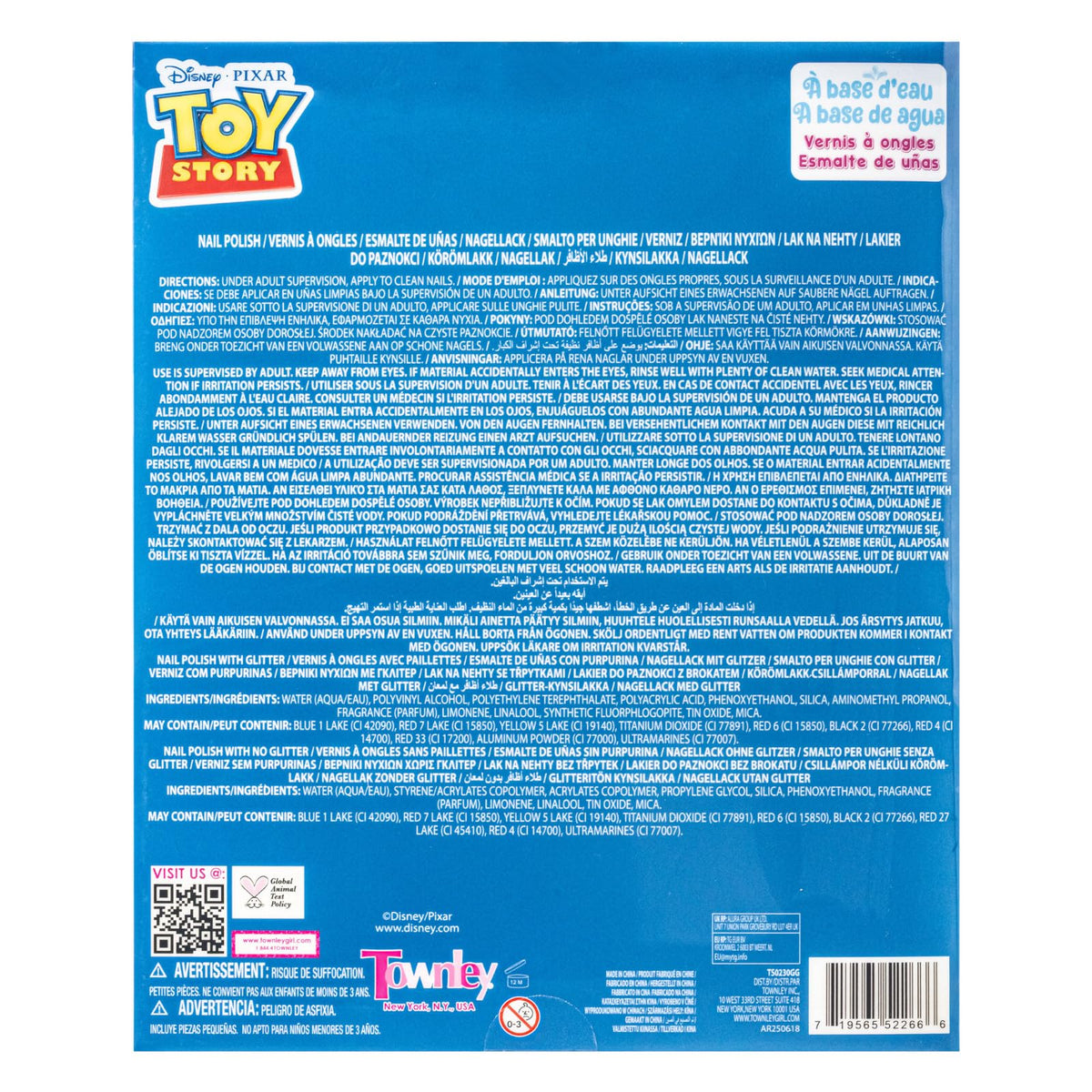 Townley Girl character artwork on caps highlighting favorite Toy Story characters