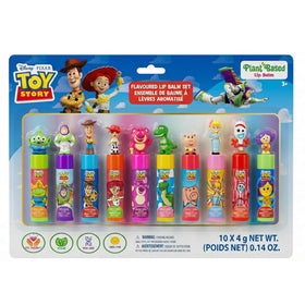 Townley Girl front packaging showing 10 Toy Story lip balms and toppers for gifting