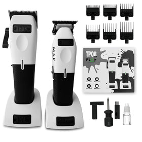 TPOB clippers front view showing ergonomic rubber grips and white finish for comfort